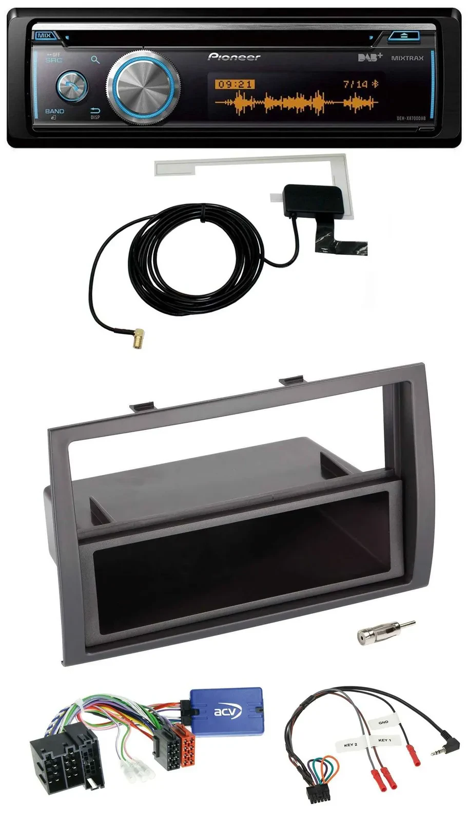 Автомагнитола Pioneer Bluetooth DAB USB CD для Fiat Ducato 2008–2011, черный, поддержка кнопок на руле