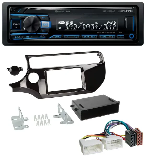Alpine USB Bluetooth DAB MP3 Autoradio für Kia Rio UB ab 2015 piano-schwarz