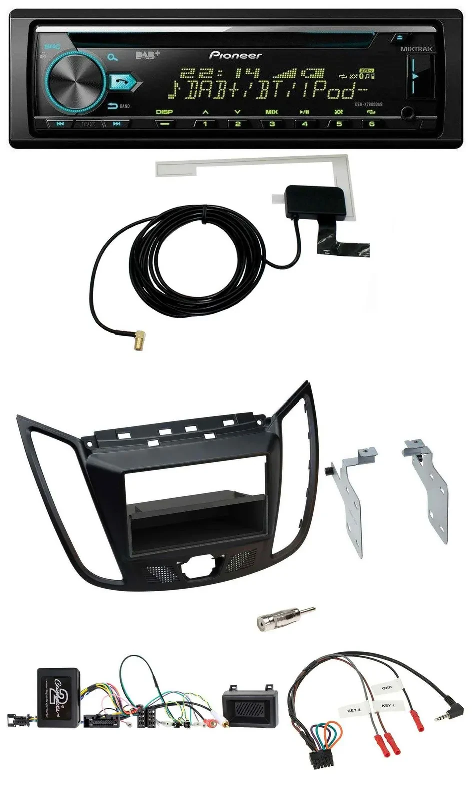 Автомагнитола Pioneer CD USB DAB для Ford C-Max/Kuga, матовый черный