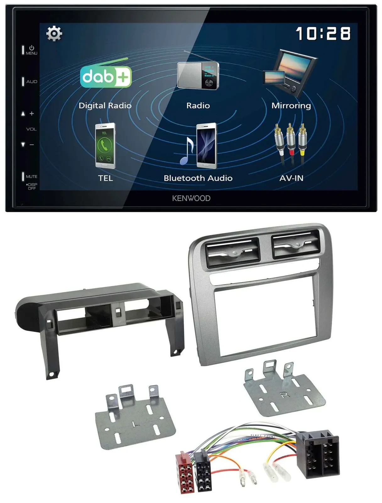 Автомагнитола для Fiat Grande Punto (2005–2009) Kenwood 2DIN, Bluetooth, MP3, USB, DAB, антрацит