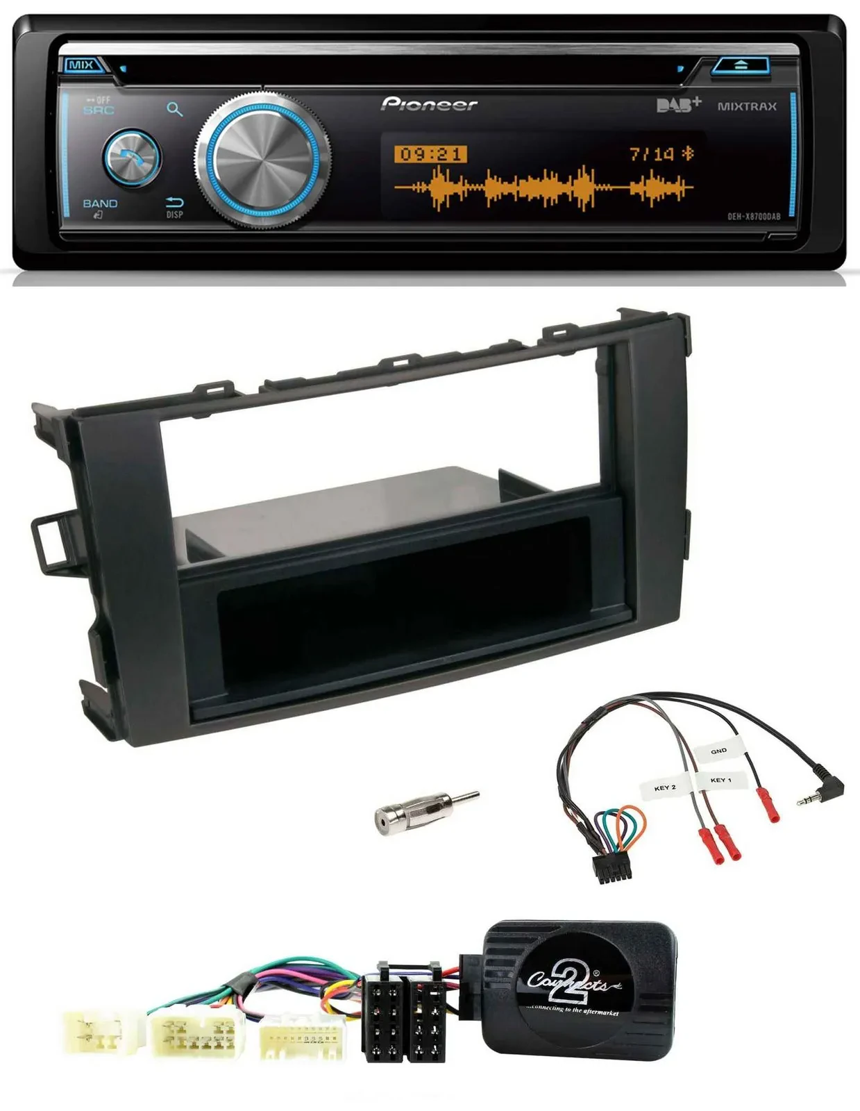 Pioneer Lenkrad DAB USB CD Bluetooth Autoradio für Toyota Auris 2007-2011 schwar