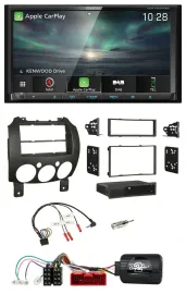 Kenwood Bluetooth USB 2DIN Lenkrad TMC DAB Navigation für Mazda 2 2007-2014