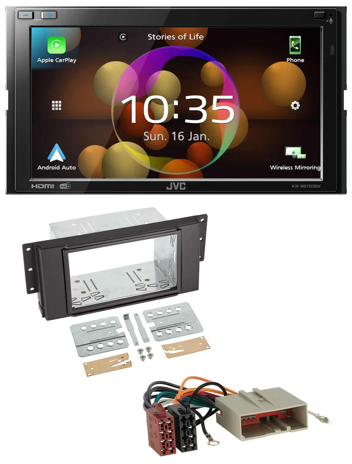 JVC DAB MP3 2DIN Bluetooth USB Autoradio für LandRover Freelander 06