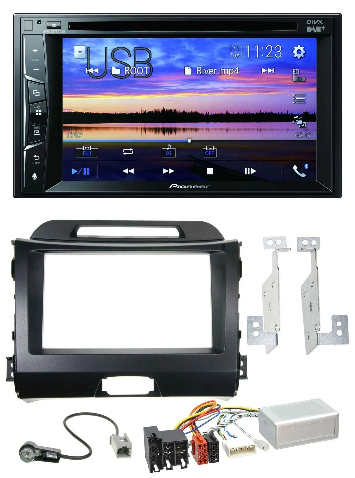 Pioneer Bluetooth 2DIN USB DVD DAB Lenkrad Autoradio für Kia Sportage 3 10-15 Na