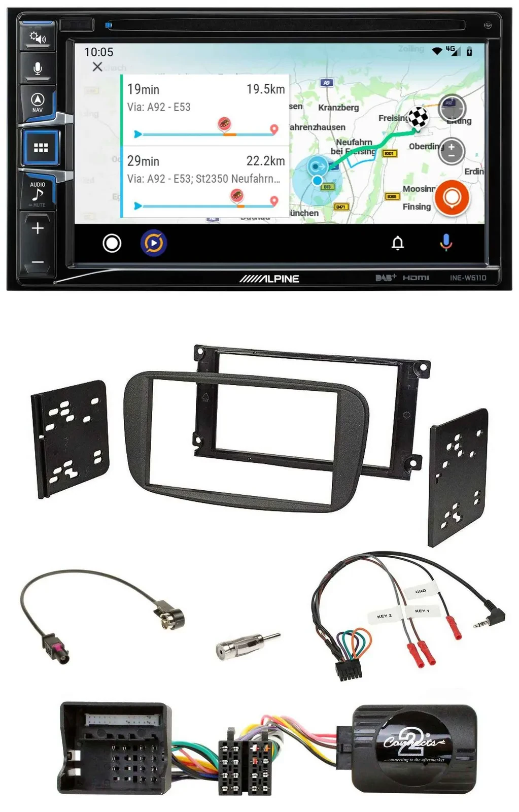 Alpine Bluetooth TMC USB DAB 2DIN Lenkrad Navigation für Ford S-Max Mondeo 2007-