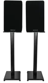 Pair Rockville RockShelf 58B Black 5.25" Home Bookshelf Speakers w/29" Stands