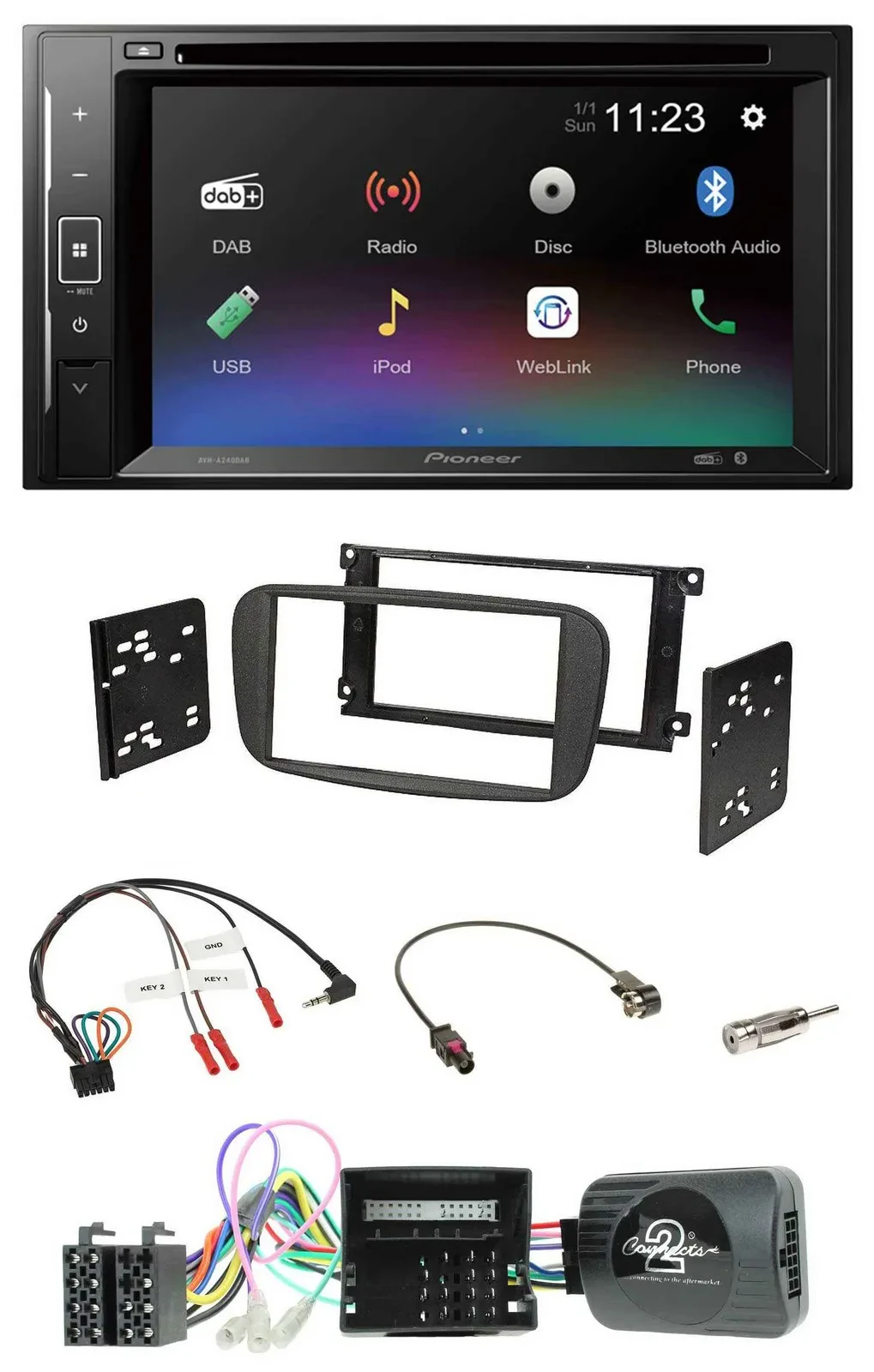 Pioneer Bluetooth Lenkrad USB 2DIN DAB DVD Autoradio für Ford S-Max Mondeo Can-B