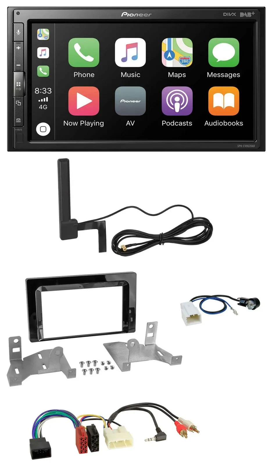 Автомагнитола для Toyota Aygo (AB7) Pioneer 2 DIN, Bluetooth, DAB, USB, MP3, черный глянец