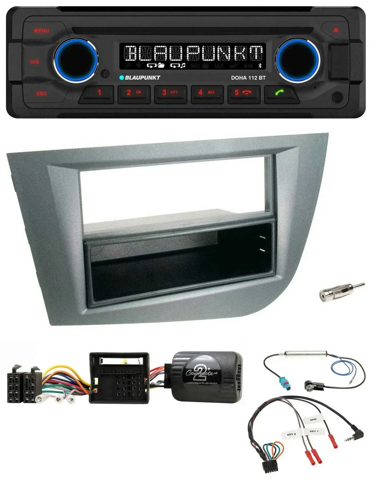 Blaupunkt Lenkrad MP3 CD Bluetooth USB Autoradio für Seat Leon 2005-2010 dunkelg
