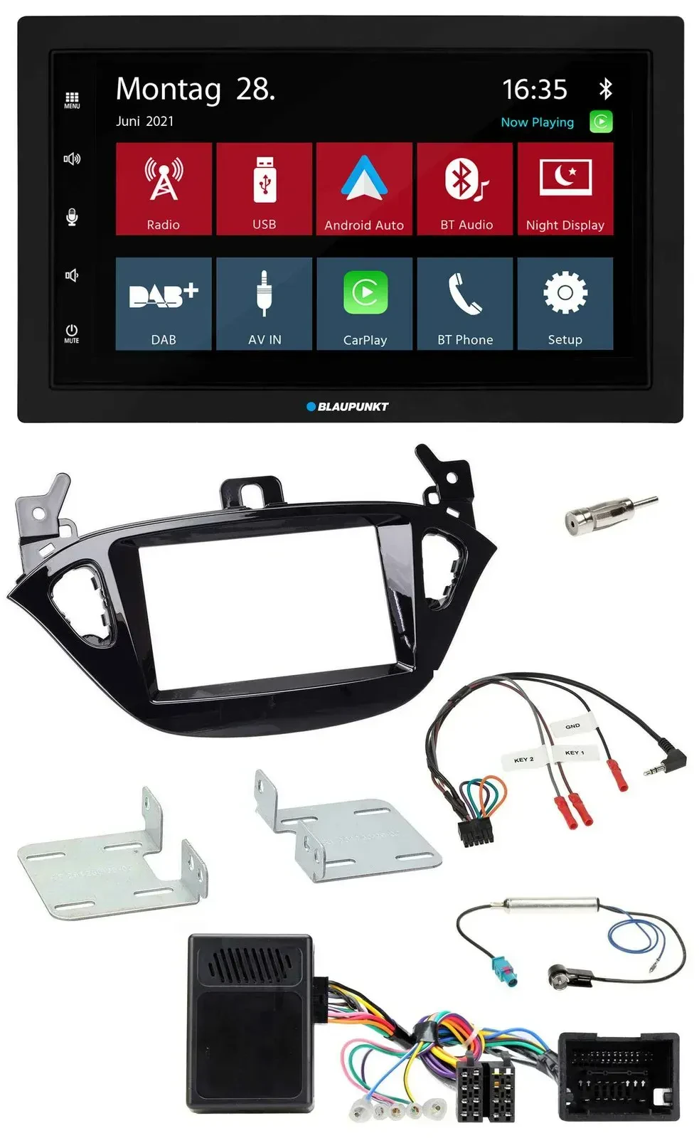Blaupunkt Lenkrad Bluetooth DAB 2DIN USB Autoradio für Opel Adam ab 2013 Corsa E