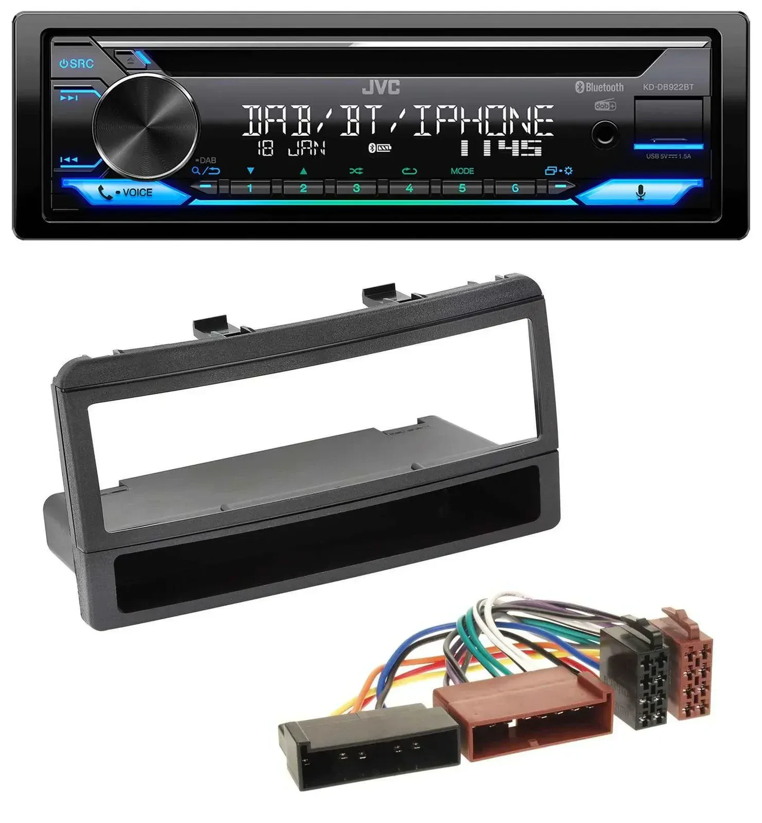 Автомагнитола JVC Bluetooth MP3 USB DAB CD для Ford Mondeo 1996–2002, Puma, Transit с монтажной нишей
