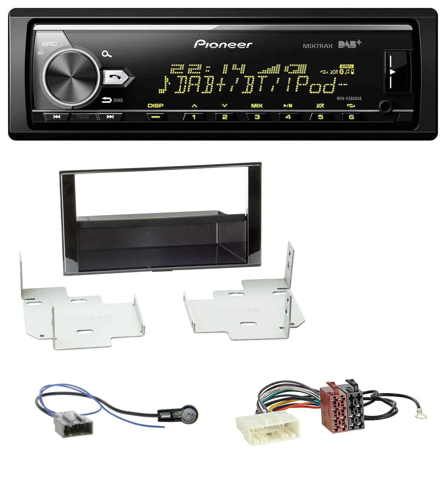 Автомагнитола для Nissan Micra (2013–2017) Pioneer Bluetooth, USB, DAB, MP3, piano black