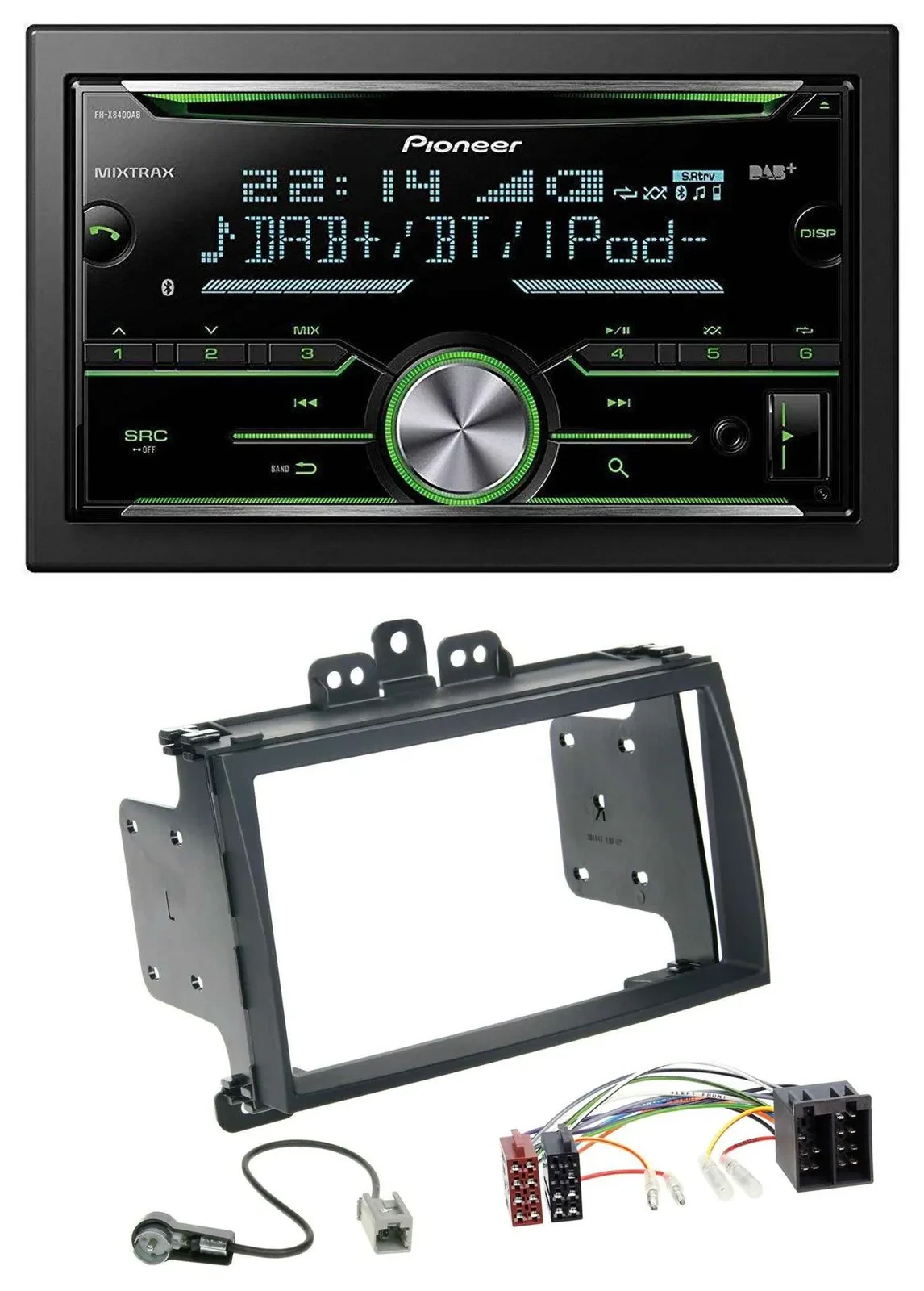 Автомагнитола для Hyundai i20 Pioneer 2DIN, Bluetooth, DAB, USB, CD, чёрная