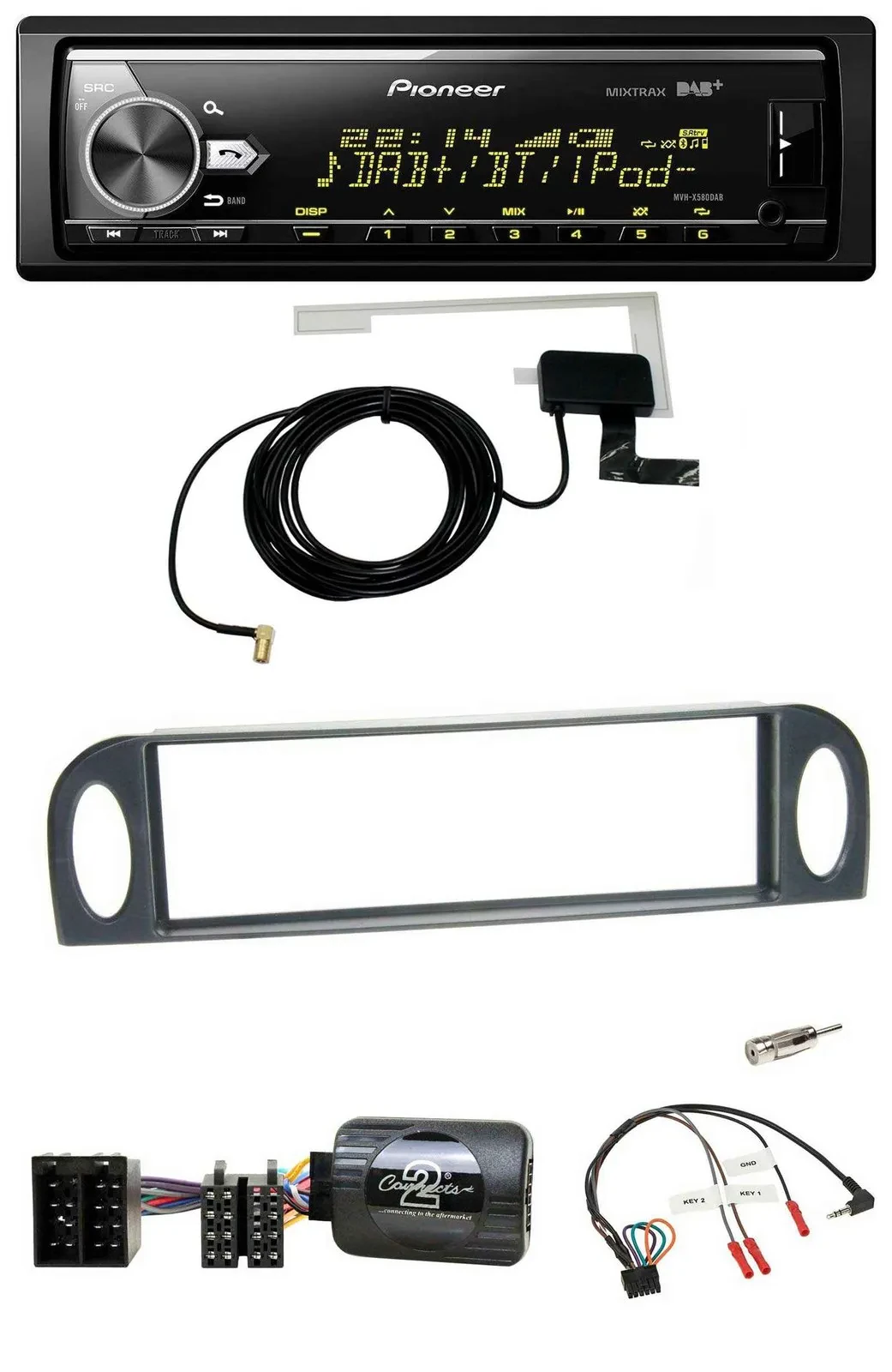 Автомагнитола для Citroen C5 (2001–2005) Pioneer Bluetooth, DAB, USB, поддержка кнопок на руле