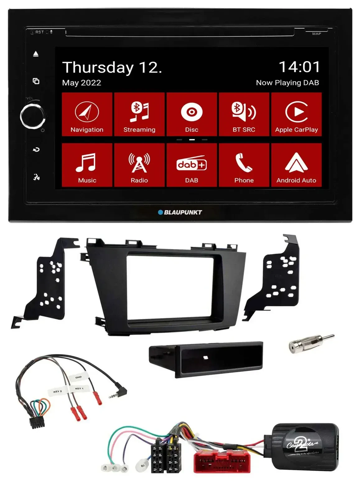 Автомагнитола для Mazda 5 (2010–2015) Blaupunkt 2DIN, Bluetooth, USB, DAB, TMC, навигация, поддержка кнопок на руле