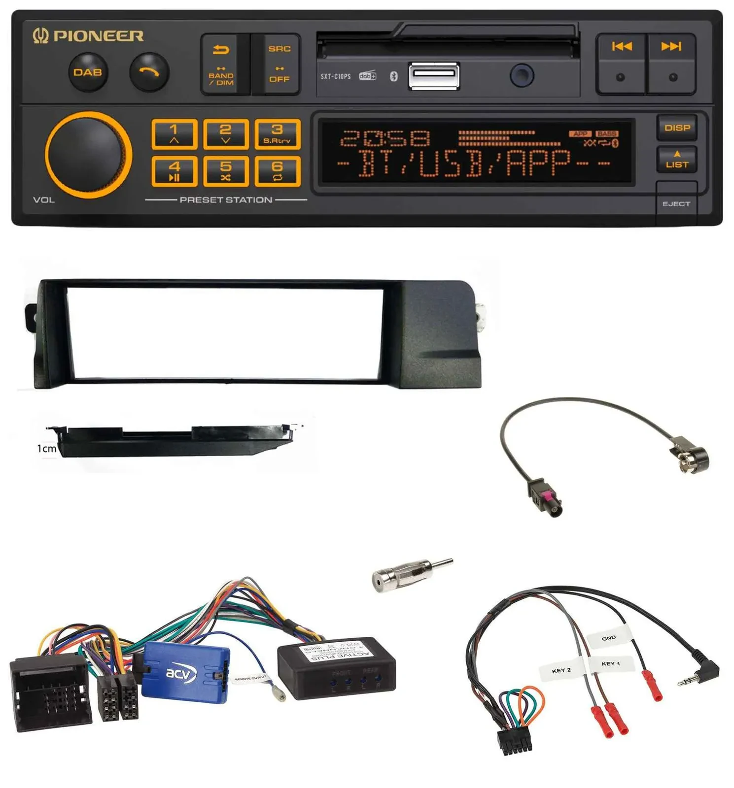 Pioneer DAB Lenkrad USB Bluetooth Autoradio für BMW 3er 01-07 E46 schwarz HQ