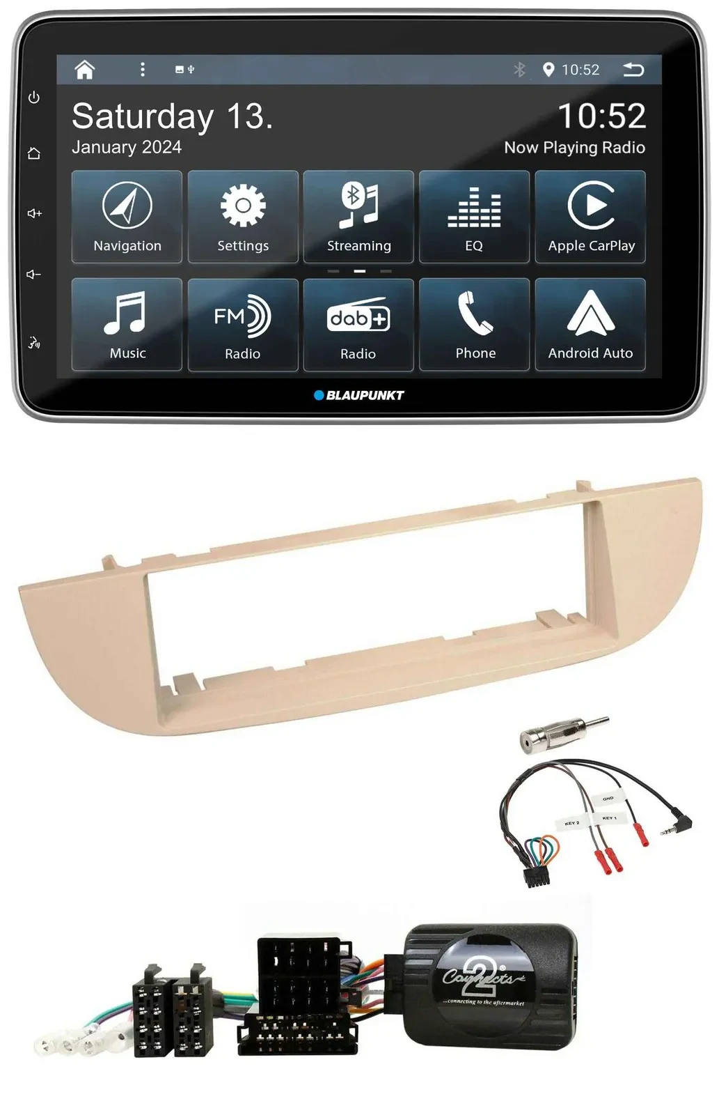 Blaupunkt USB DAB SD Lenkrad Bluetooth Autoradio für Fiat 500 ab 2007 perlgrau b