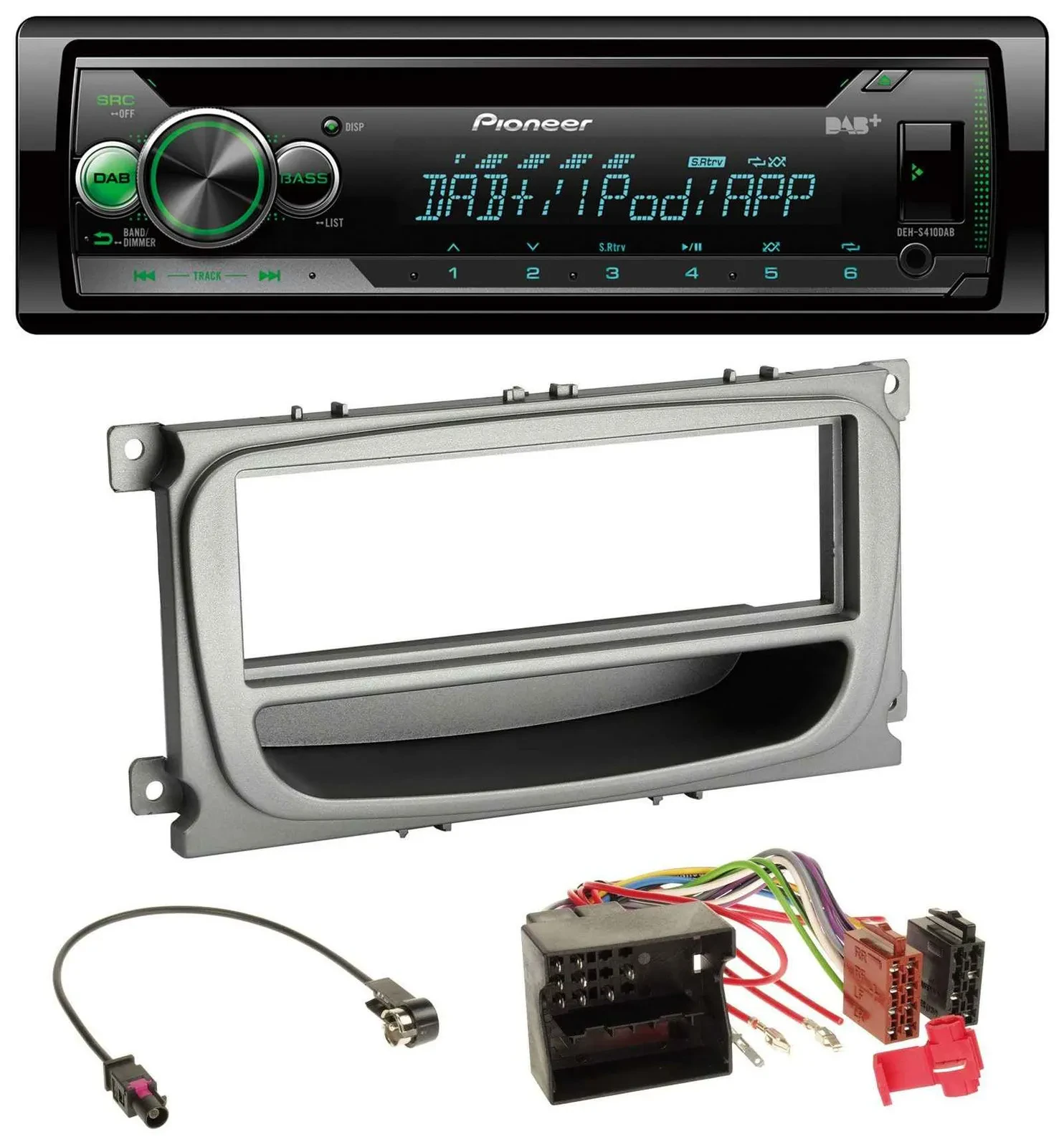 Автомагнитола для Ford Focus/Galaxy/C‑Max (с 2007) Pioneer CD/USB/MP3/DAB/AUX серебристая