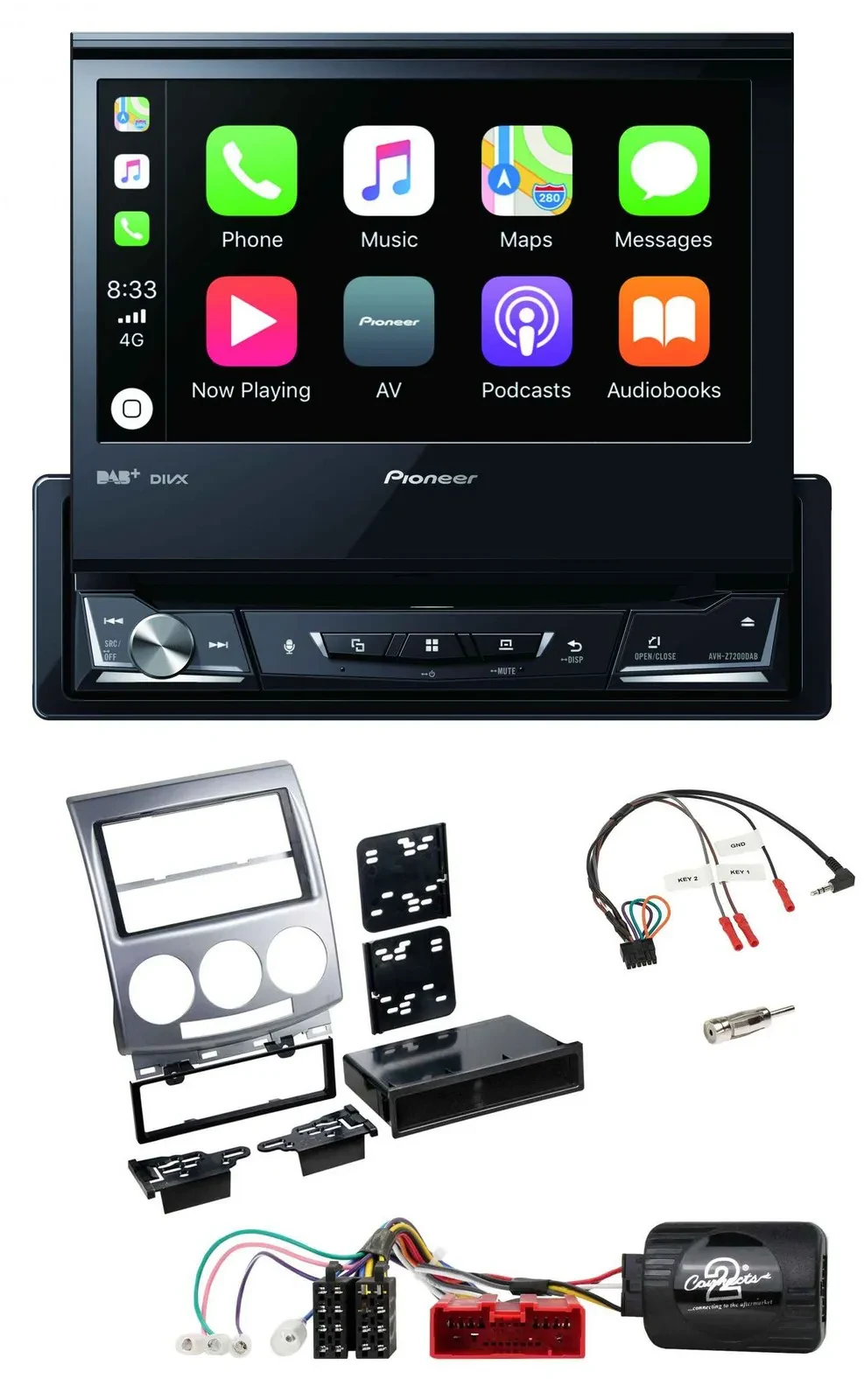 Pioneer DVD Bluetooth DAB USB Lenkrad Autoradio für Mazda 5 CR 2005-2010 silber