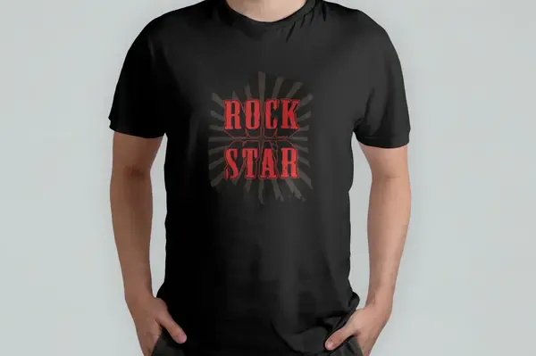 Футболка Popmerch MBXXL102 "Red Rock Star" черная, мужская, размер XXL