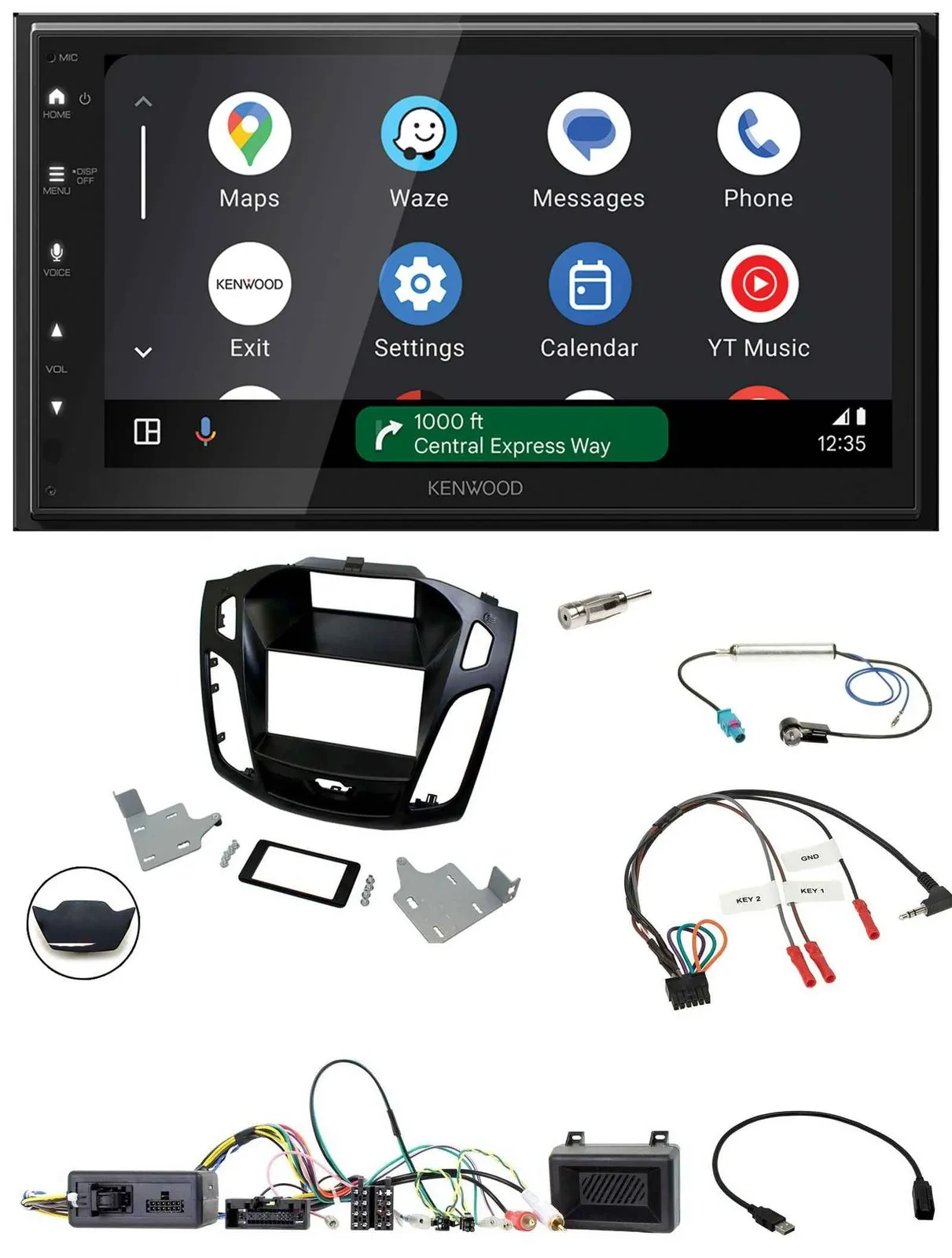 Kenwood DAB Bluetooth USB Lenkrad 2DIN Autoradio für Ford Focus 2014-2018