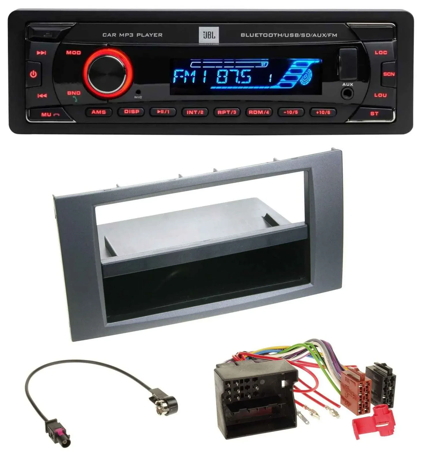 JBL AUX MP3 USB Bluetooth SD Autoradio für Ford Fiesta Focus 04-08 anthrazit