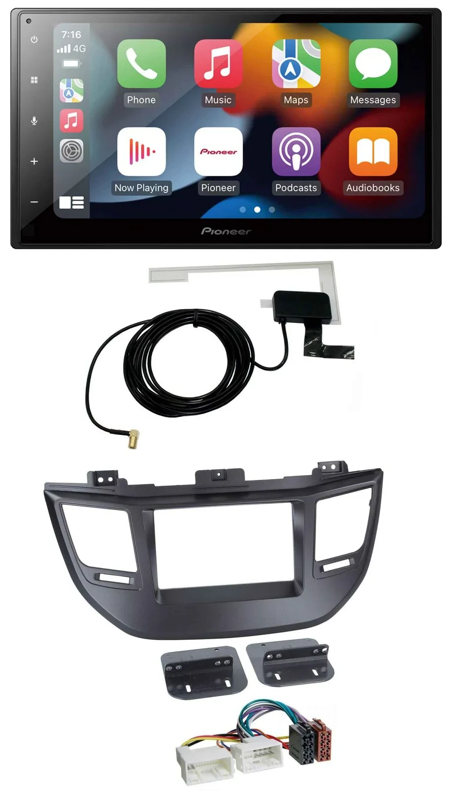 Автомагнитола для Hyundai Tucson Pioneer 2 DIN, Bluetooth, DAB, USB, MP3, чёрная