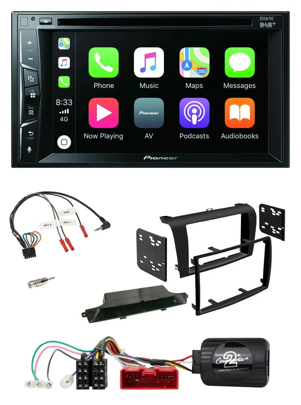 Автомагнитола Pioneer 2DIN, Bluetooth, DAB, USB, DVD, для Mazda 3 (2003–2009), черная, поддержка управления с руля