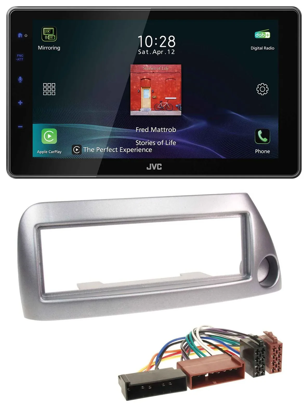 JVC DAB MP3 Bluetooth USB Autoradio für Ford Ka bis 2008 silber-metallic