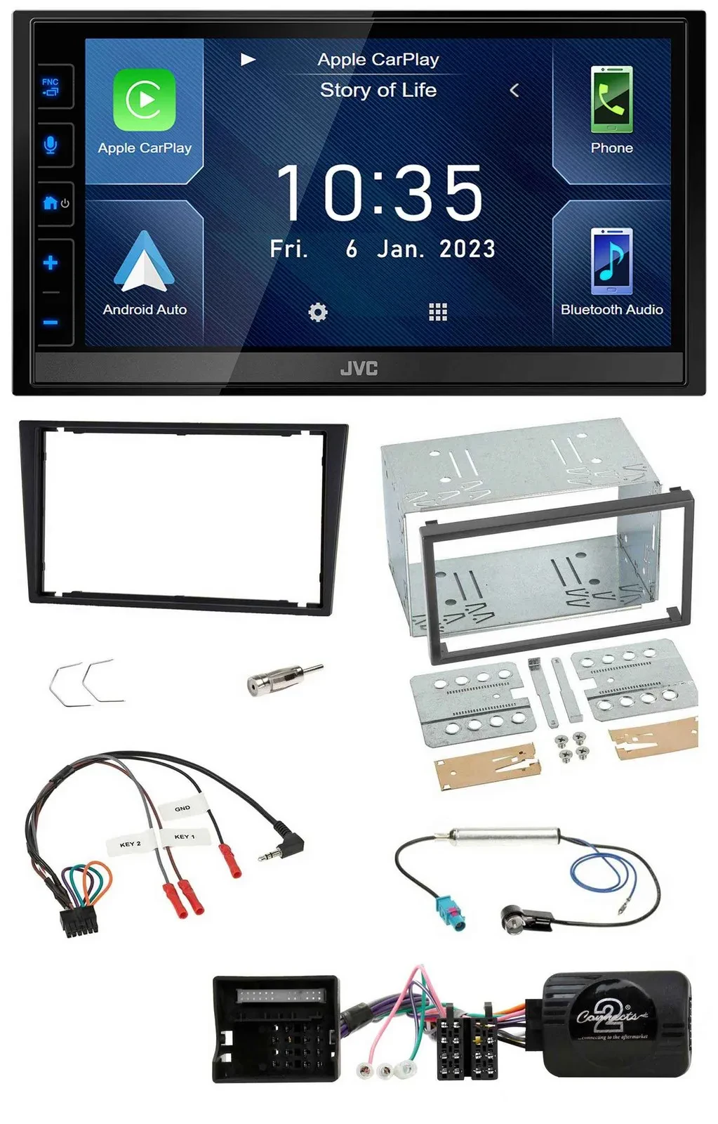 JVC DAB Bluetooth Lenkrad USB 2DIN Autoradio für Opel Corsa C Tigra Vectra C cha