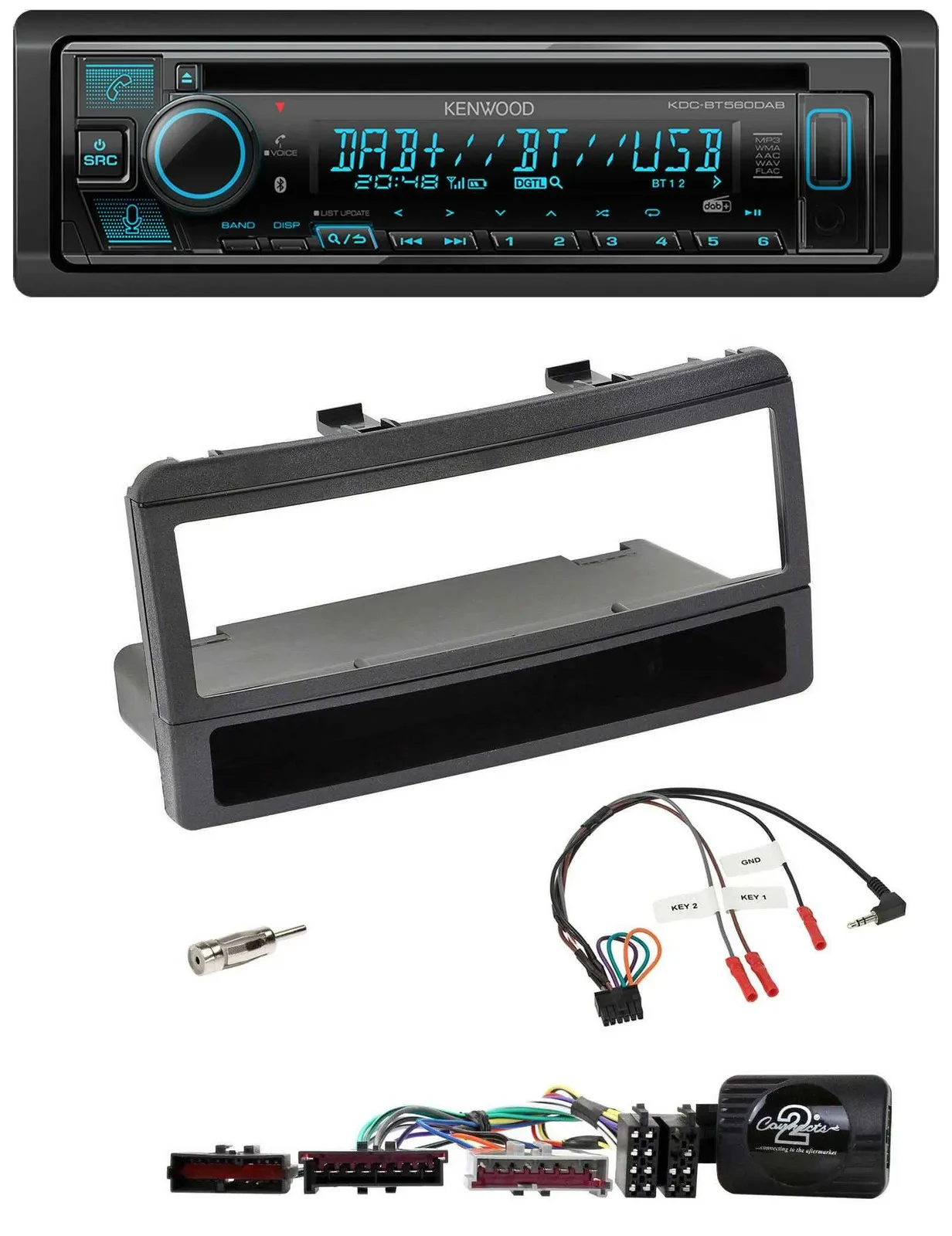Kenwood Bluetooth DAB CD Lenkrad USB Autoradio für Ford Focus Escort Fiesta schw