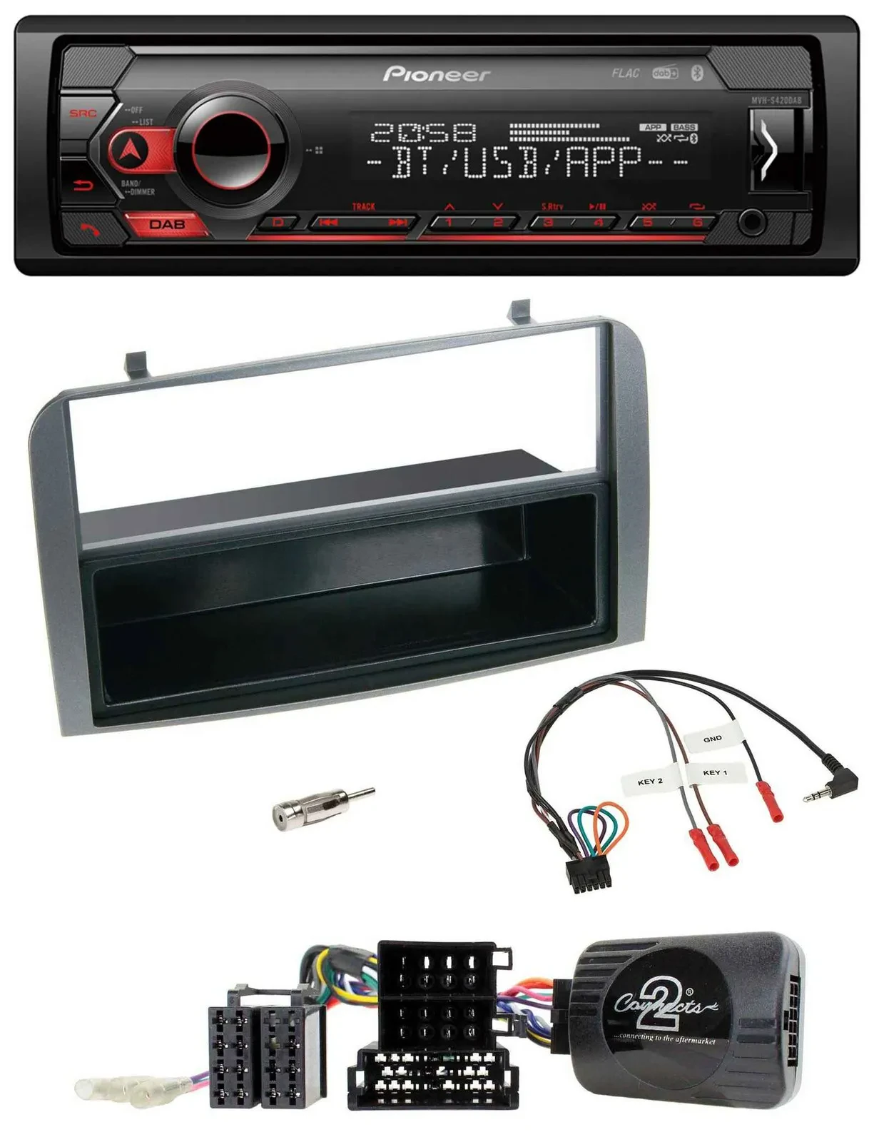 Автомагнитола Pioneer USB DAB Bluetooth для Alfa Romeo 147/GT (2007–2010), антрацит, поддержка кнопок на руле