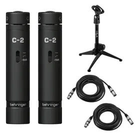 Микрофон проводной Behringer C-2 Dark Edition (набор, пара) с 2 стойками и 2 XLR-кабелями
