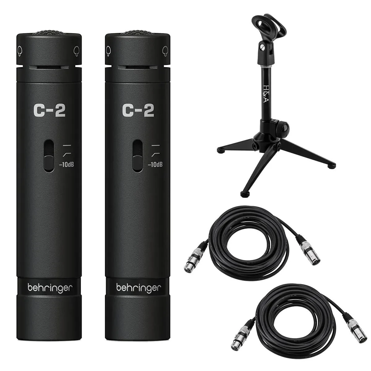 Микрофон проводной Behringer C-2 Dark Edition (набор, пара) с 2 стойками и 2 XLR-кабелями