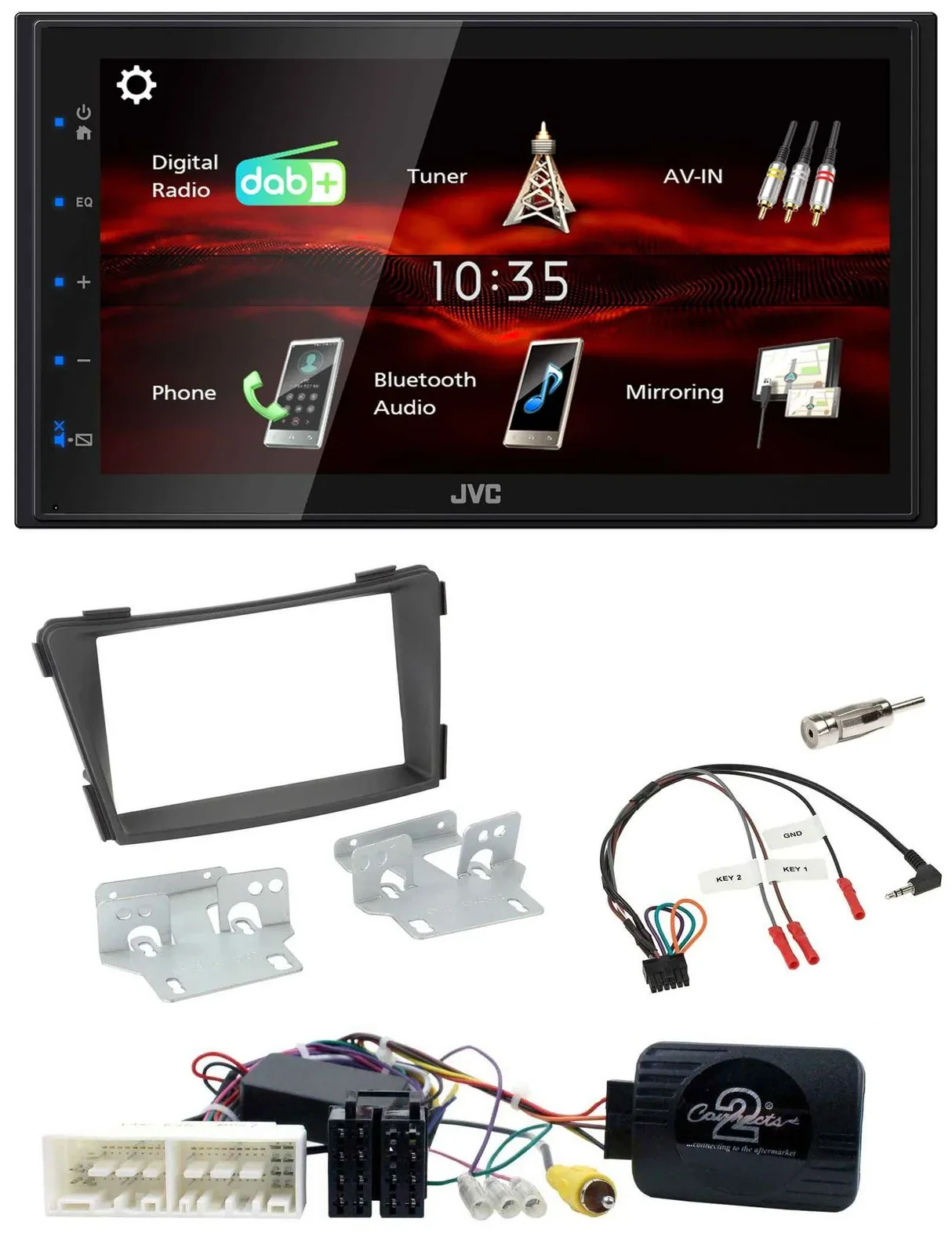 JVC USB Bluetooth Lenkrad DAB 2DIN Autoradio für Hyundai i40 VF ab 16 schwarz