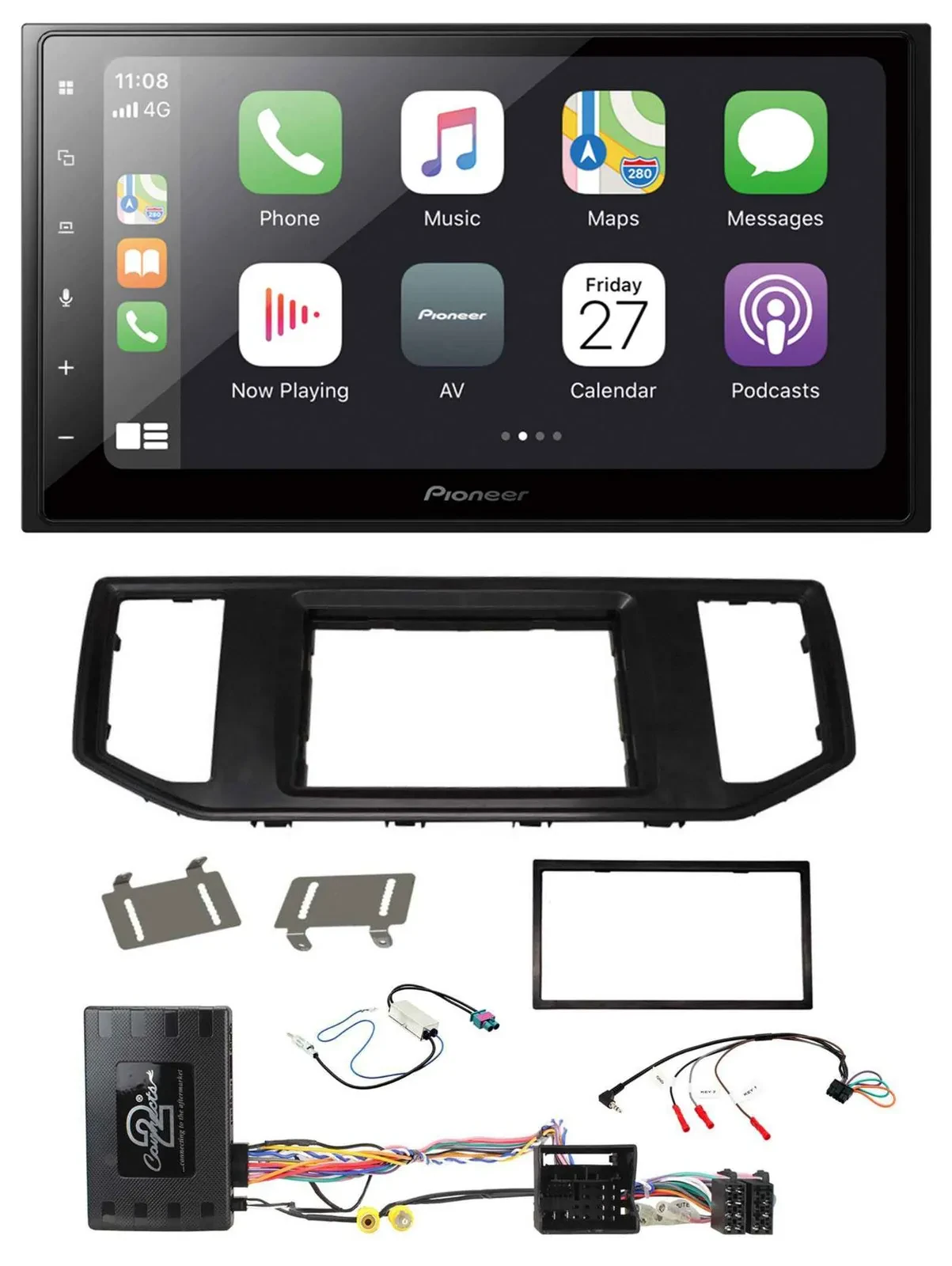 Pioneer Lenkrad Bluetooth DAB 2DIN USB Autoradio für VW Crafter MAN TGE Infoadap