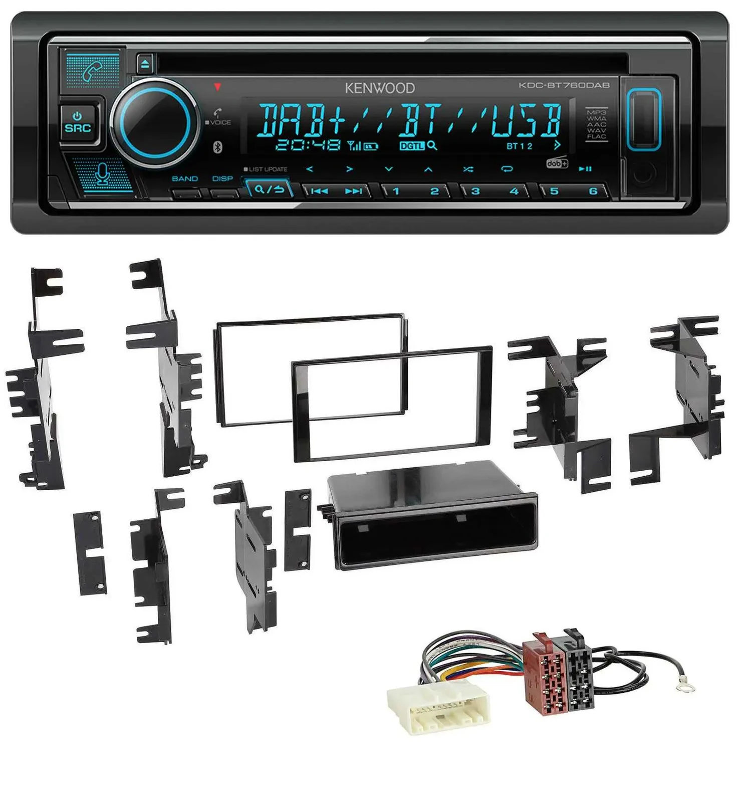 Автомагнитола для Nissan Cube (с 2009), Frontier (с 2013) Kenwood Bluetooth, DAB, USB, CD, MP3
