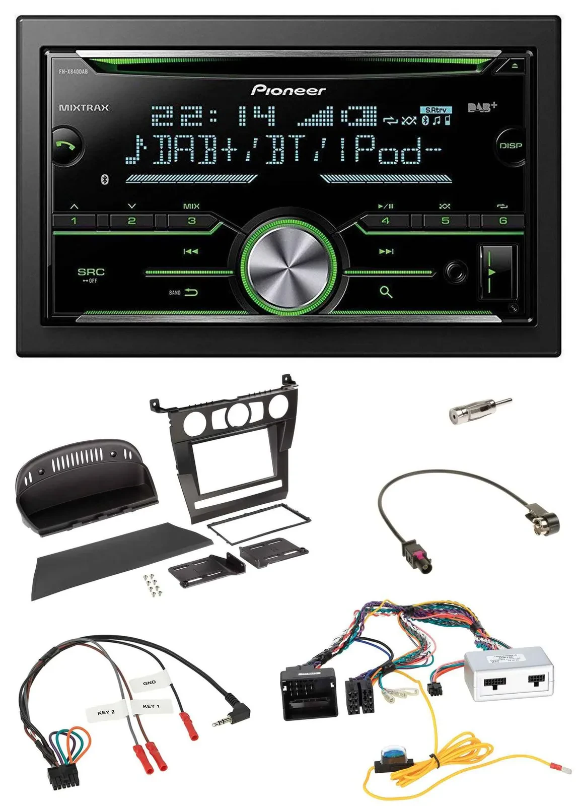 Pioneer Bluetooth Lenkrad DAB 2DIN USB CD Autoradio für BMW 5er 2007 E60 ohne iD
