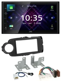 JVC DAB 2DIN MP3 Bluetooth USB Autoradio für Toyota Yaris 11-20 schwarz