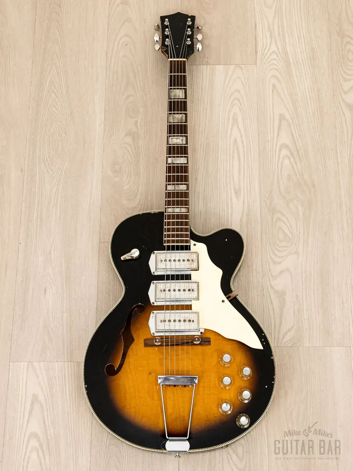 Электрогитара полуакустическая Kay Swingmaster K763 Hollow SSS Sunburst w/case USA 1960s