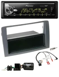 Pioneer Bluetooth USB DAB Lenkrad Autoradio für Fiat Idea 2006-2011 grau