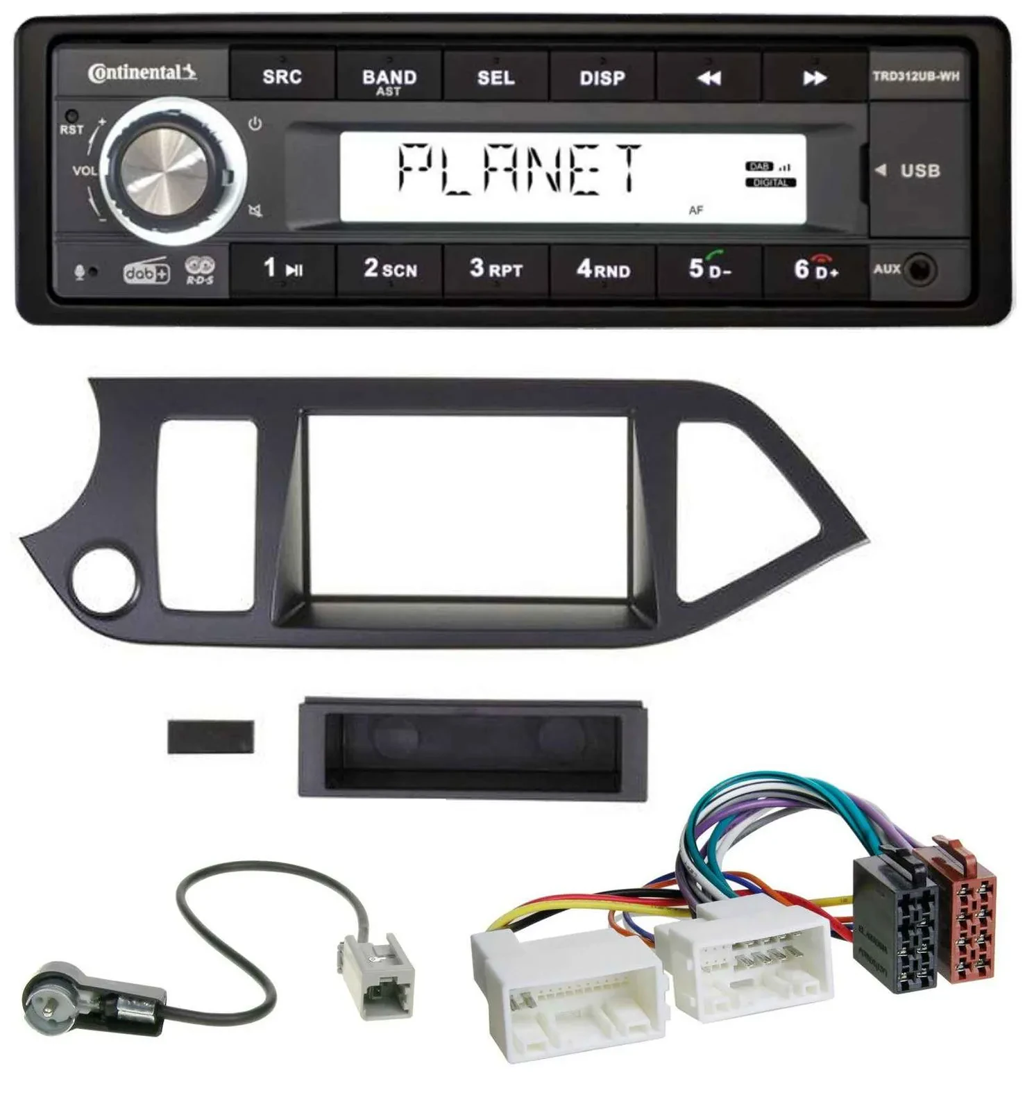 Continental USB 1DIN AUX DAB MP3 Autoradio für Kia Picanto ab 2011 Start-Stop