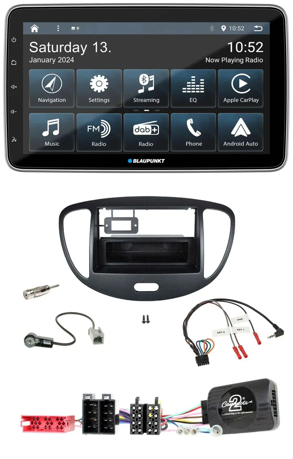 Автомагнитола Blaupunkt Bluetooth DAB USB SD для Hyundai i10 (2009–2013), ISO