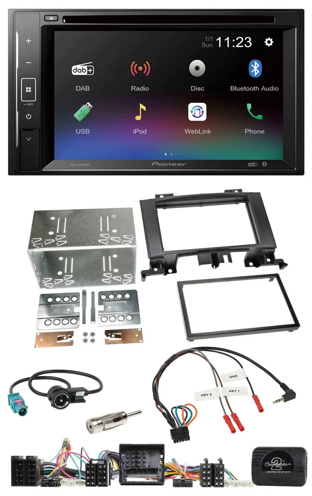 Автомагнитола Pioneer 2DIN Bluetooth USB DAB DVD для Mercedes Sprinter с поддержкой управления на руле