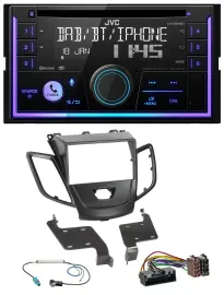 JVC MP3 USB 2DIN DAB Bluetooth CD Autoradio für Ford Fiesta 10-17 schwarz