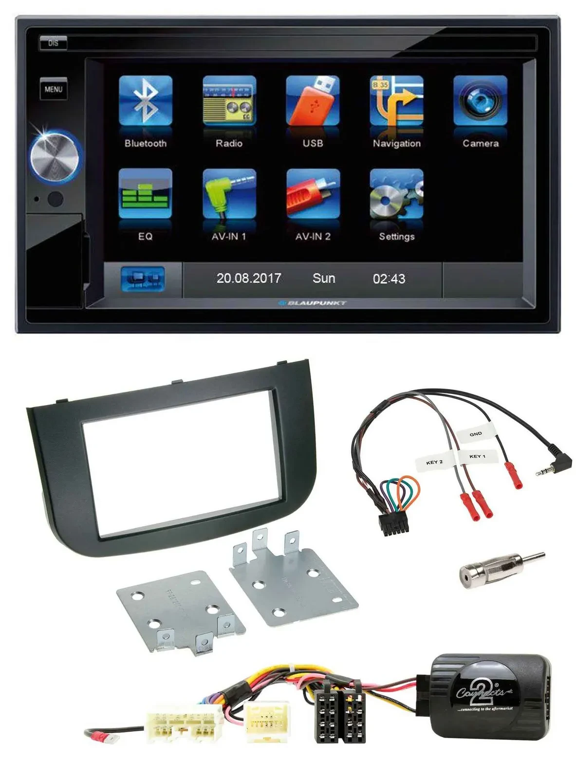 Blaupunkt Lenkrad USB Bluetooth TMC 2DIN Navigation für Mitsubishi Colt 2008-202