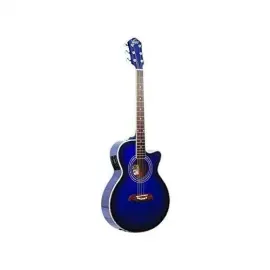 Oscar Schmidt by Washburn Flame Trans Blue Electric Acoustic Guitar OG10CEFTBL