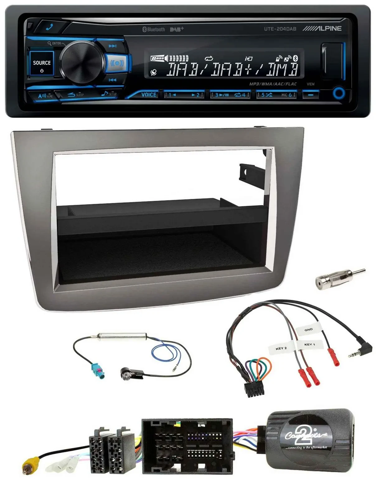 Alpine USB Bluetooth DAB Lenkrad Autoradio für Alfa Mito 2014-2018 955 silber