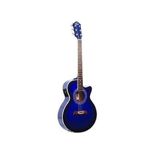 Oscar Schmidt by Washburn Flame Trans Blue Electric Acoustic Guitar OG10CEFTBL
