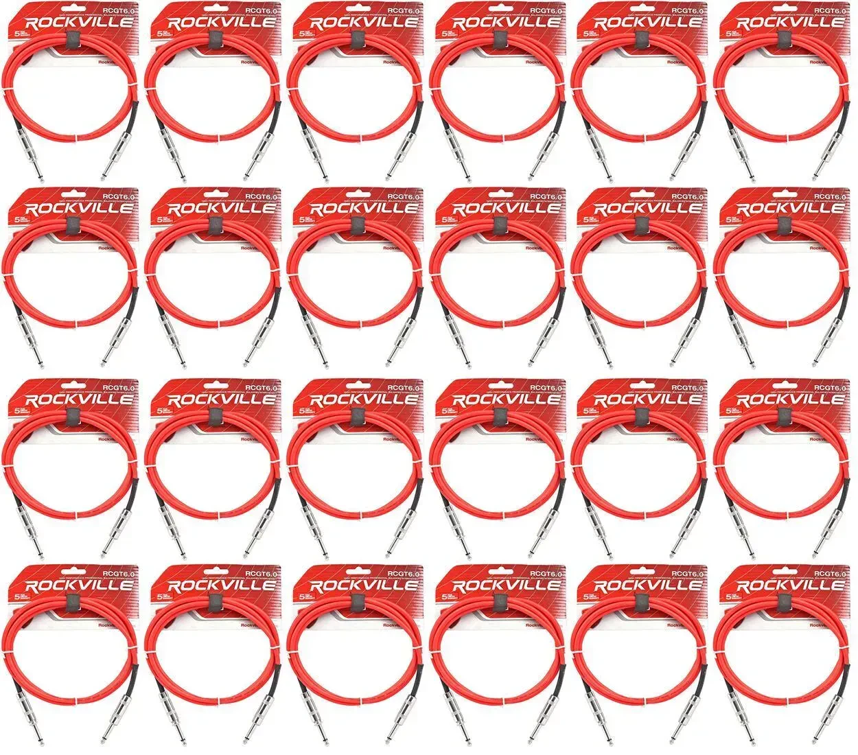 Инструментальный кабель Rockville RCGT6.0R Red 1.8 м (24 штуки)